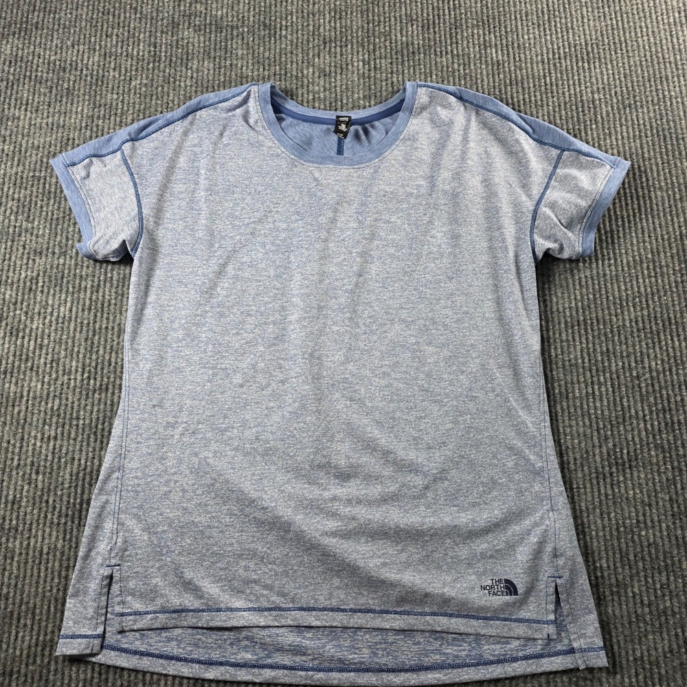 The North Face Womens Blue Heathered Short Sleeve Active Training T-Shirt Size M